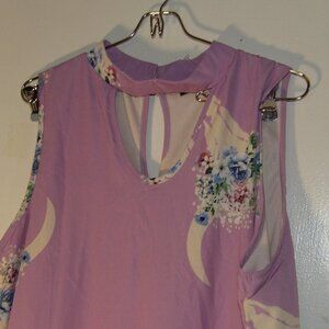 Vision Lilac Floral Sleeveless Cut Out Dress Sz 2X